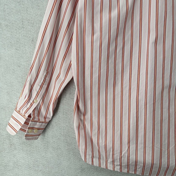 Paul Frederick Dress Shirt Mens Size MEDIUM Pink Yellow Button Up Striped - Picture 7 of 14
